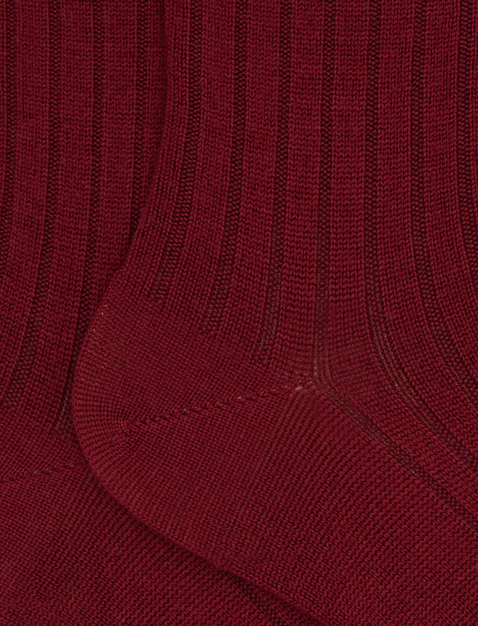 Women's short plain ribbed socks in red wool - Gallo 1927 - Official Online Shop