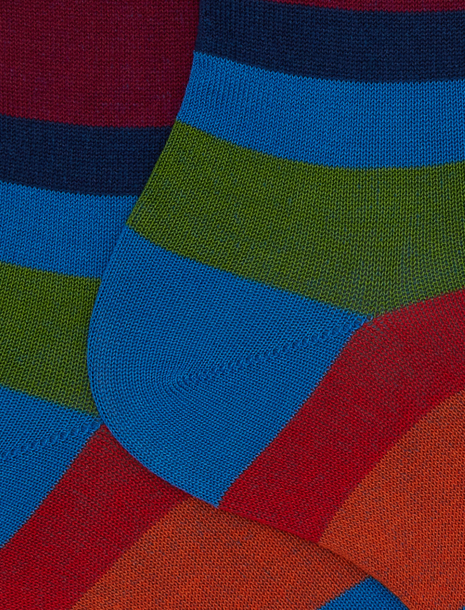 Calze corte uomo cotone righe multicolor sette colori blu - Gallo 1927 - Official Online Shop