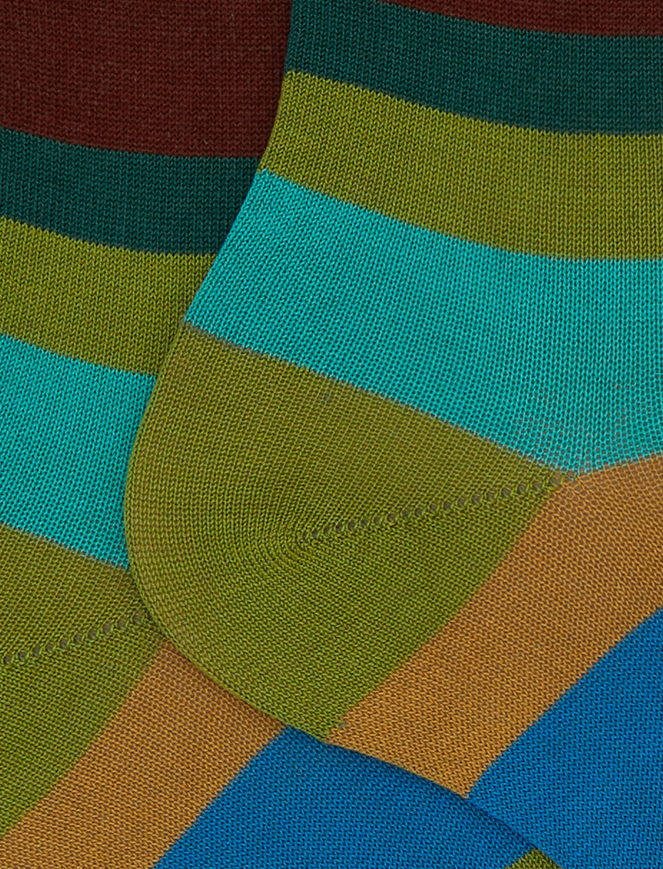 Calze corte uomo cotone righe multicolor sette colori verde - Gallo 1927 - Official Online Shop