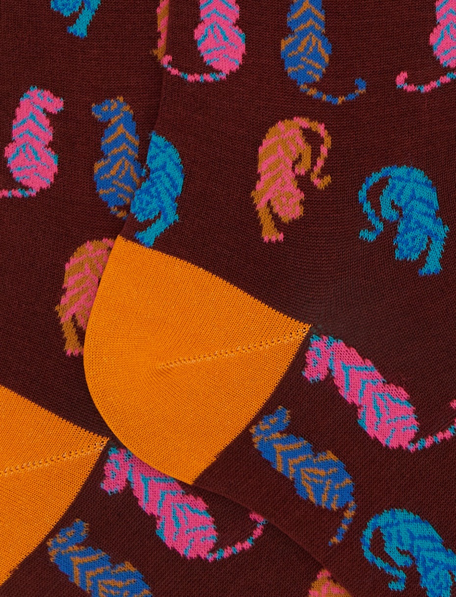 Calze lunghe donna cotone fantasia tigri marrone - Gallo 1927 - Official Online Shop