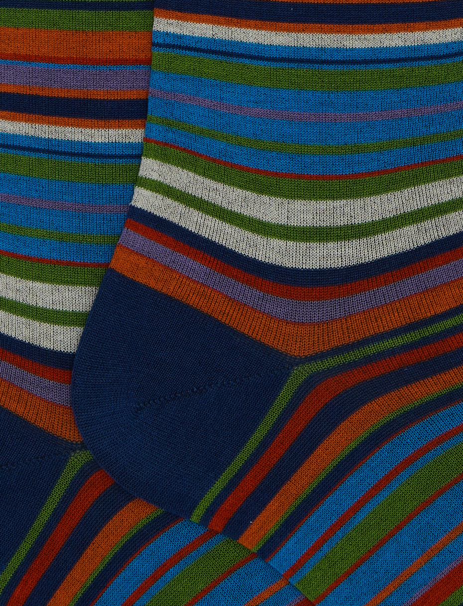 Calze lunghe uomo cotone righe sottilissime 7 colore blu - Gallo 1927 - Official Online Shop