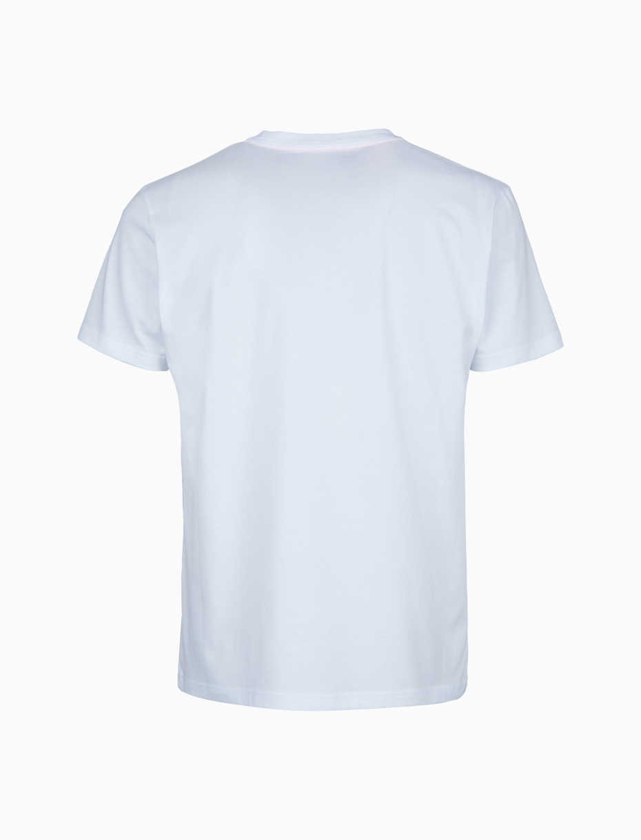 T-shirt girocollo uomo cotone tinta unita con taschino seersucker bianco - Gallo 1927 - Official Online Shop