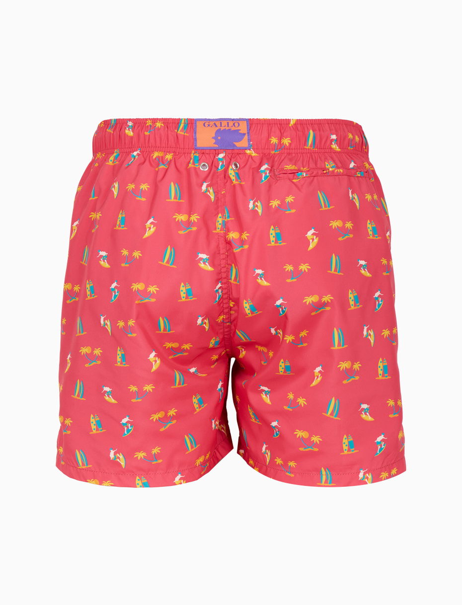 Men's fuchsia swimming shorts with surfer pattern - Gallo 1927 - Official Online Shop