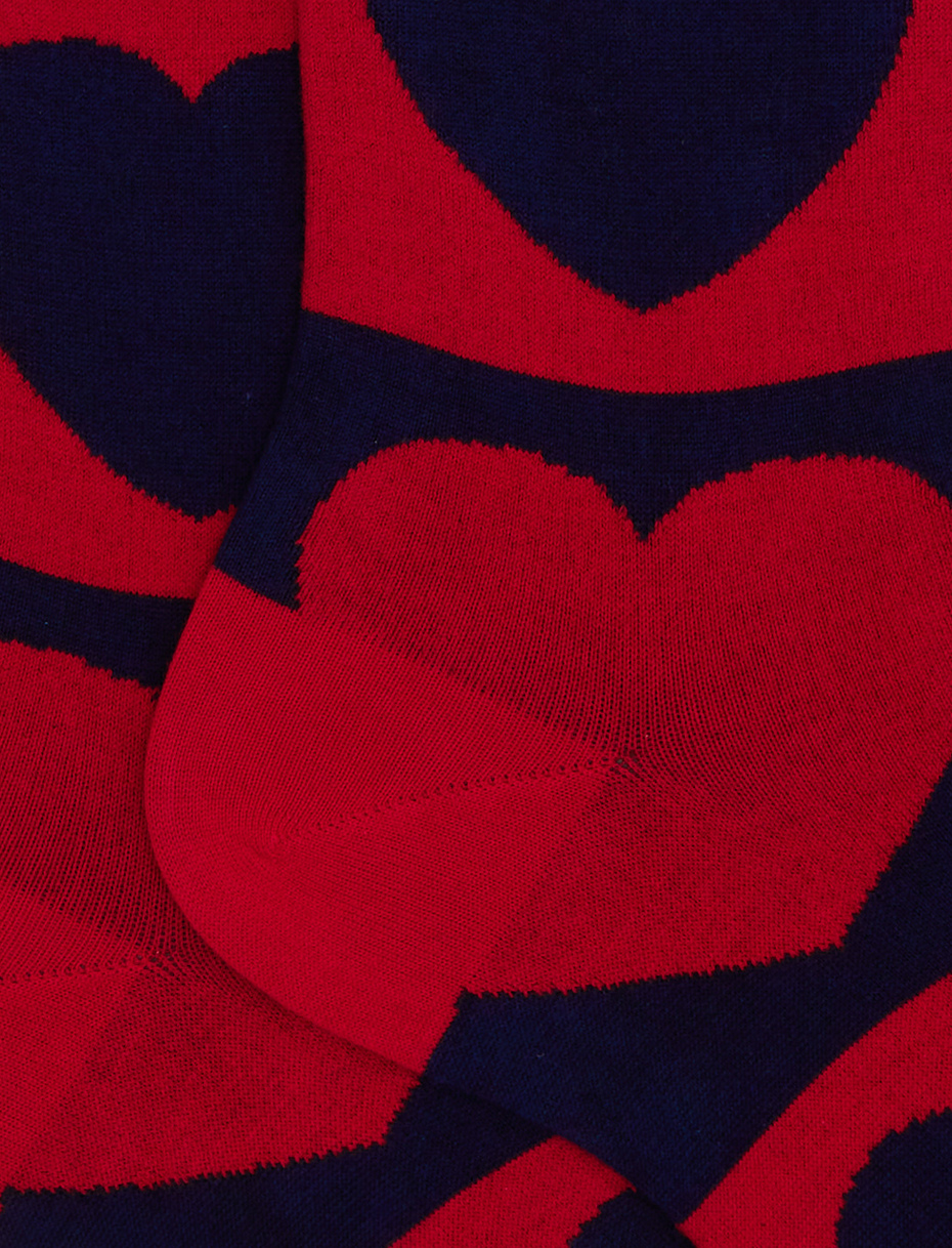 Women's long blue cotton socks with maxi love heart Valentine's motif - Gallo 1927 - Official Online Shop