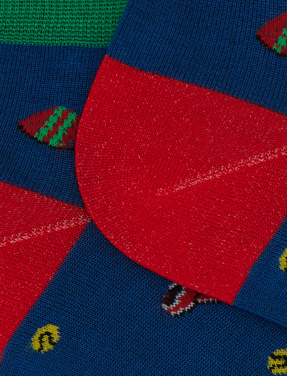 Men's blue cotton ankle socks with padel motif - Gallo 1927 - Official Online Shop