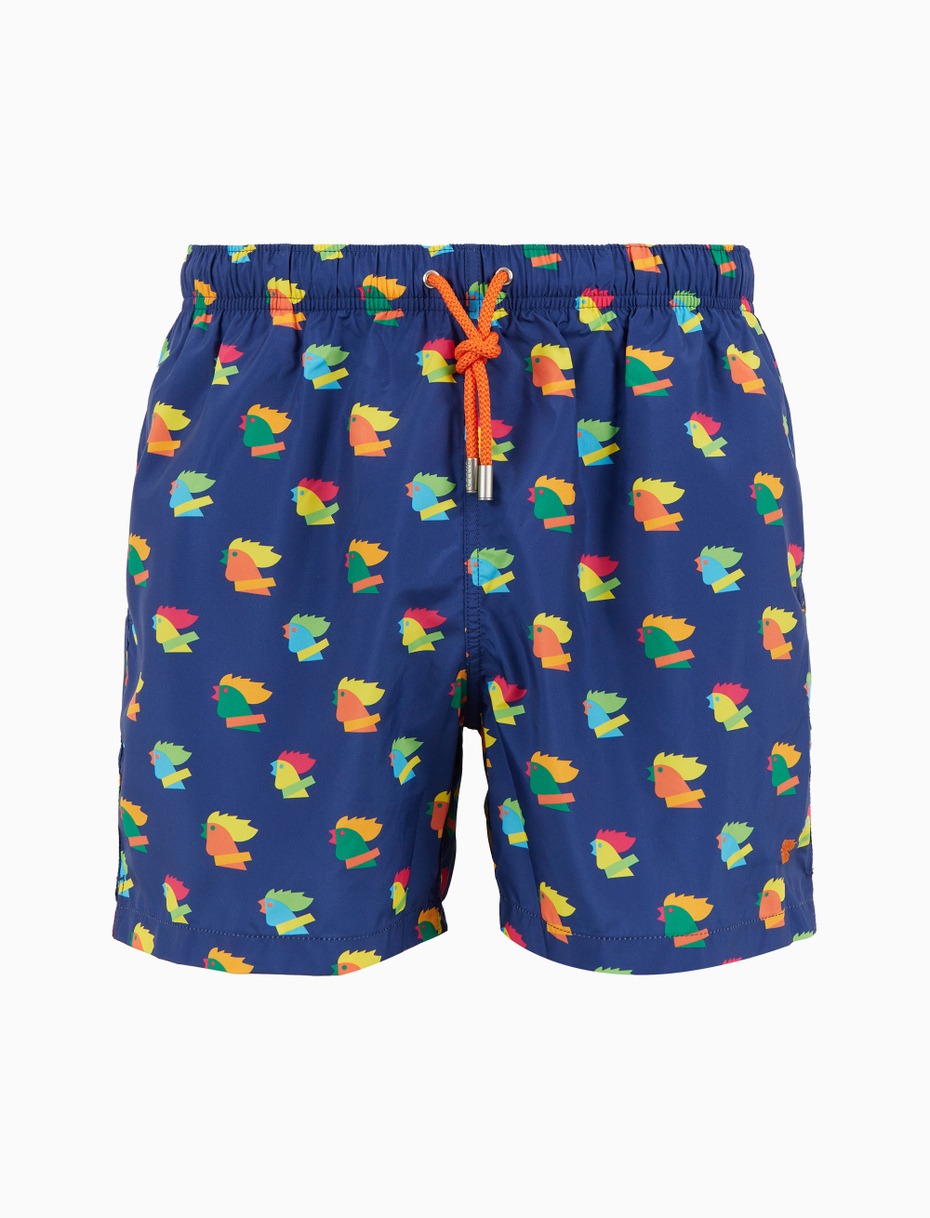 Boxer mare uomo fantasia galli multicolore blu - Gallo 1927 - Official Online Shop