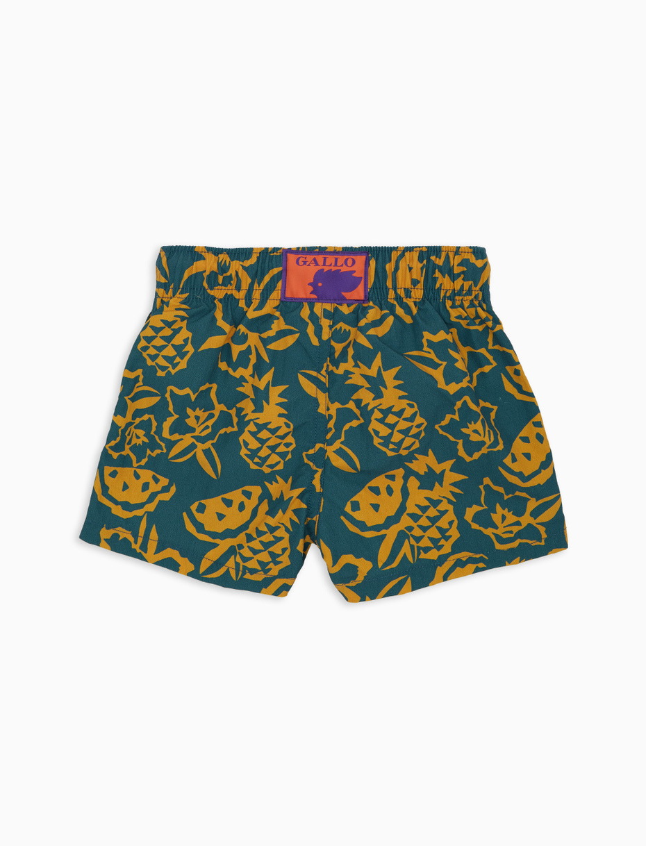 Kids' light blue swimming shorts with pineapples, watermelon and flower motif - Gallo 1927 - Official Online Shop
