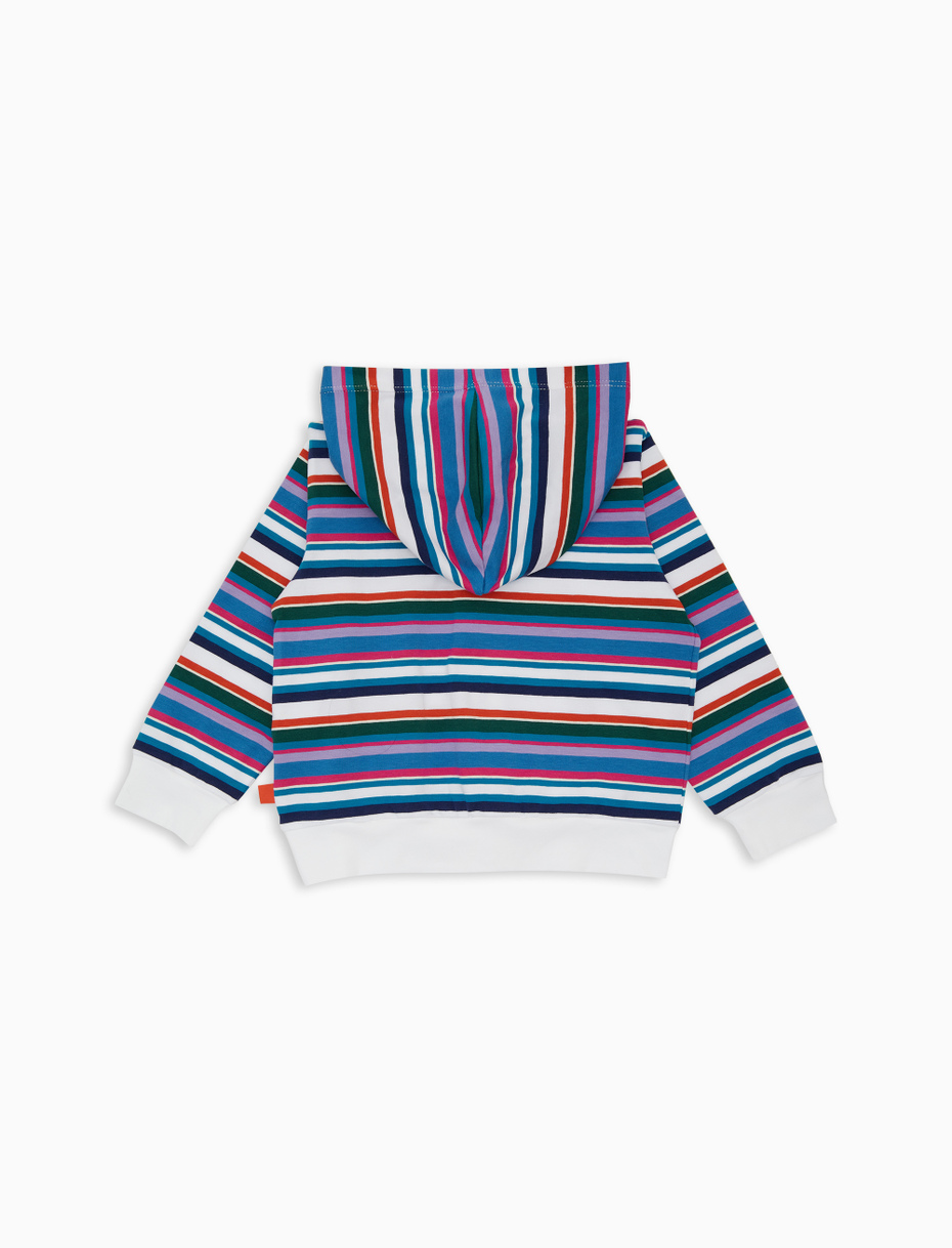 Kids' white cotton hoodie with multicoloured stripes - Gallo 1927 - Official Online Shop