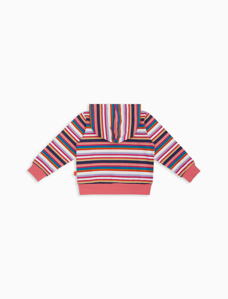 Kid's white cotton hoodie with multicoloured stripes - Gallo 1927 - Official Online Shop