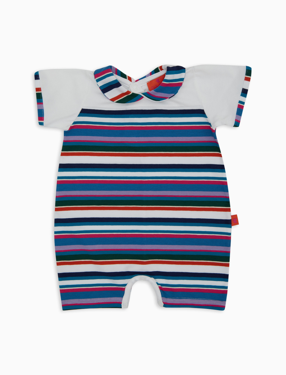 Tutina bambino cotone colletto righe multicolor bianco - Gallo 1927 - Official Online Shop