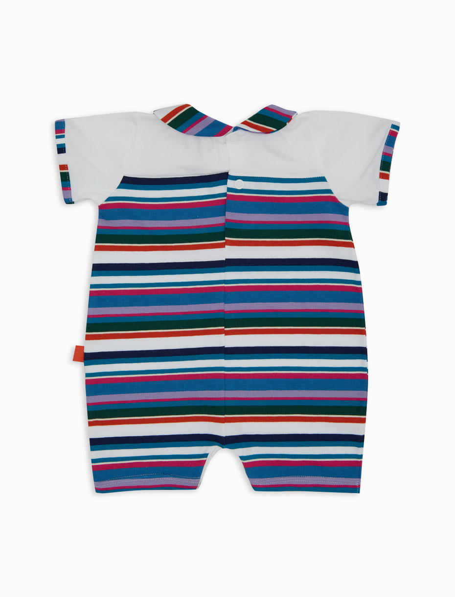 Tutina bambino cotone colletto righe multicolor bianco - Gallo 1927 - Official Online Shop