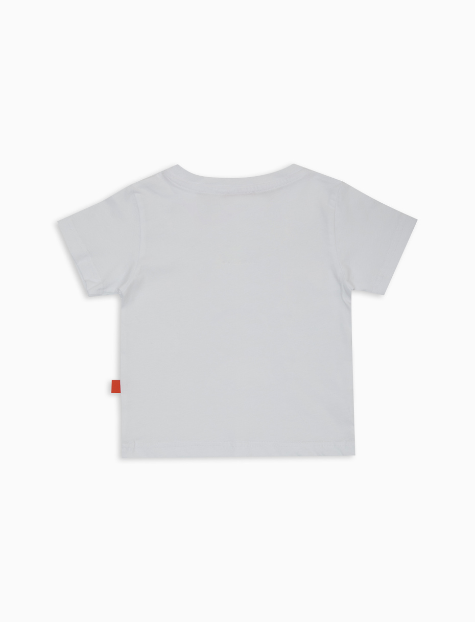 Kids' plain white cotton T-shirt with sailboat embroidery - Gallo 1927 - Official Online Shop