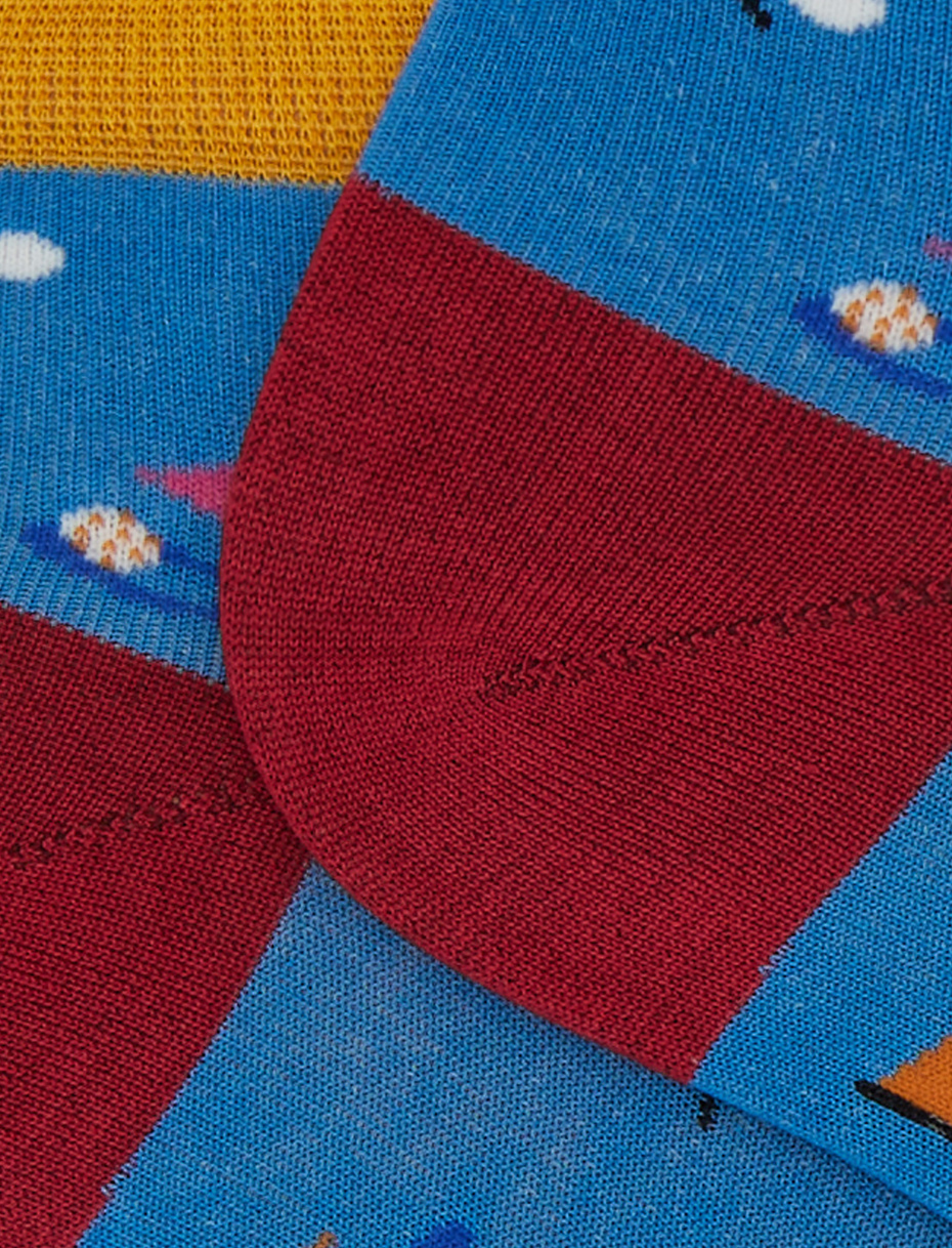 Men's light blue cotton ankle socks with golf motif - Gallo 1927 - Official Online Shop