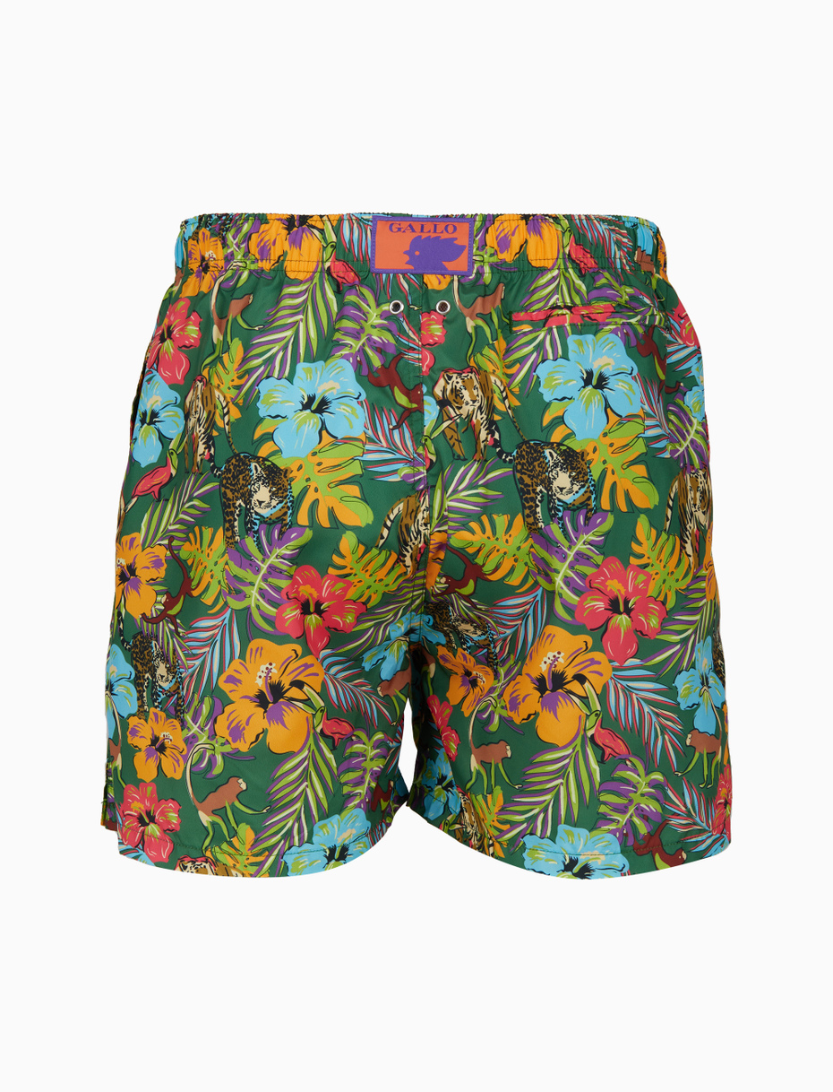 Men's green swimming shorts with jungle motif - Gallo 1927 - Official Online Shop