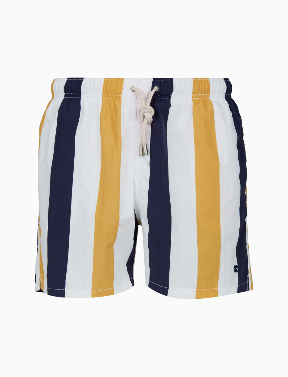 Men's blue swimming shorts with tricolour stripes - Gallo 1927 - Official Online Shop