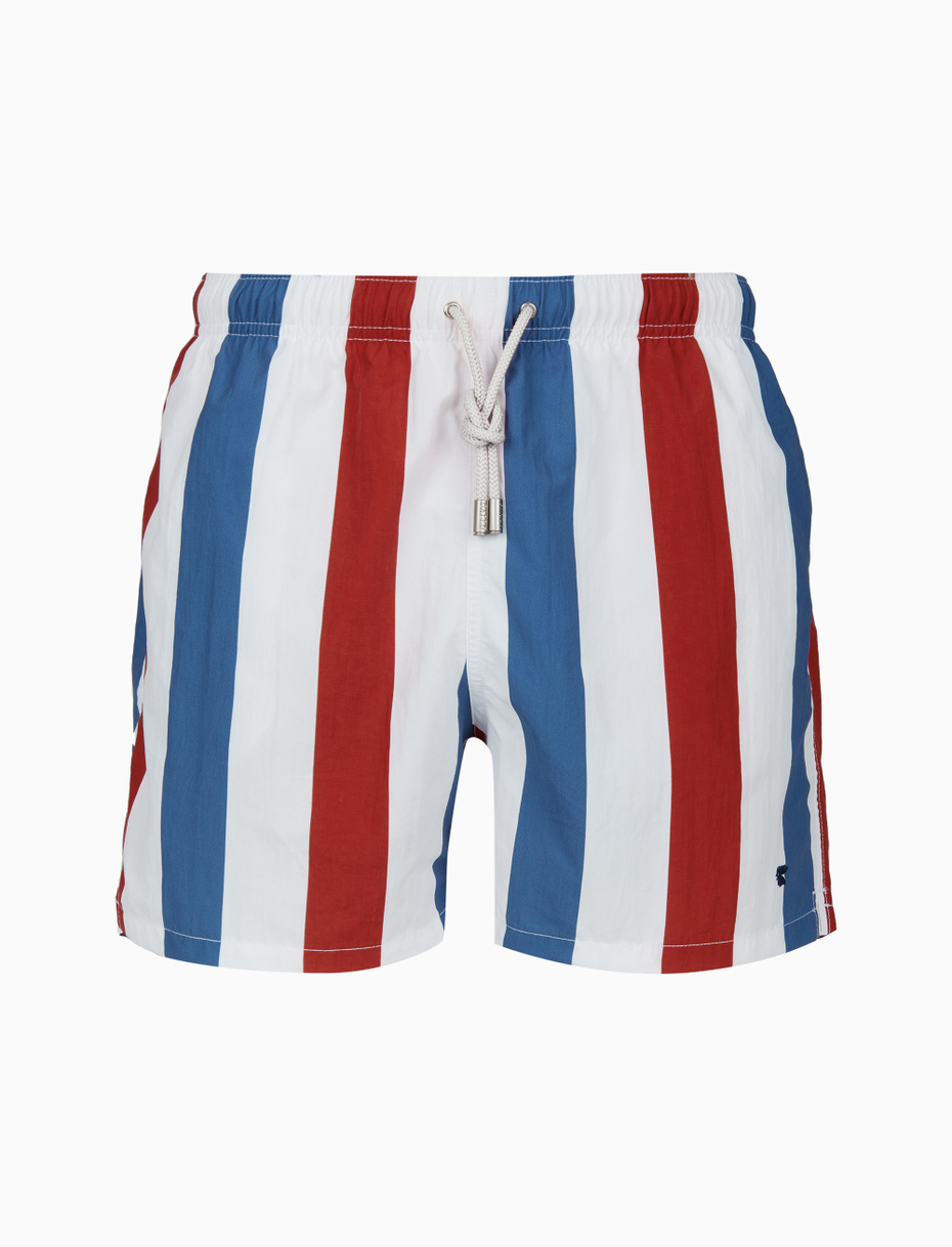 Men's red swimming shorts with tricolour stripes - Gallo 1927 - Official Online Shop