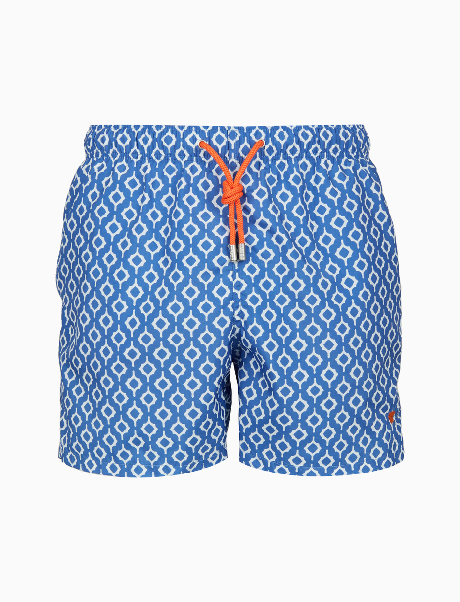 Men's light blue swimming shorts with diamond motif - Gallo 1927 - Official Online Shop