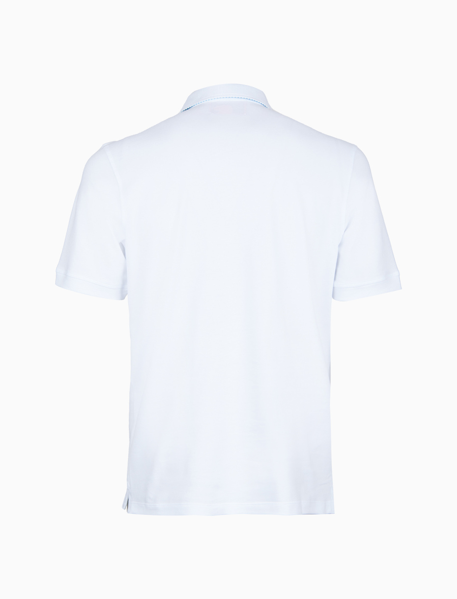 Polo uomo cotone tinta unita con sottocollo seersucker bianco - Gallo 1927 - Official Online Shop