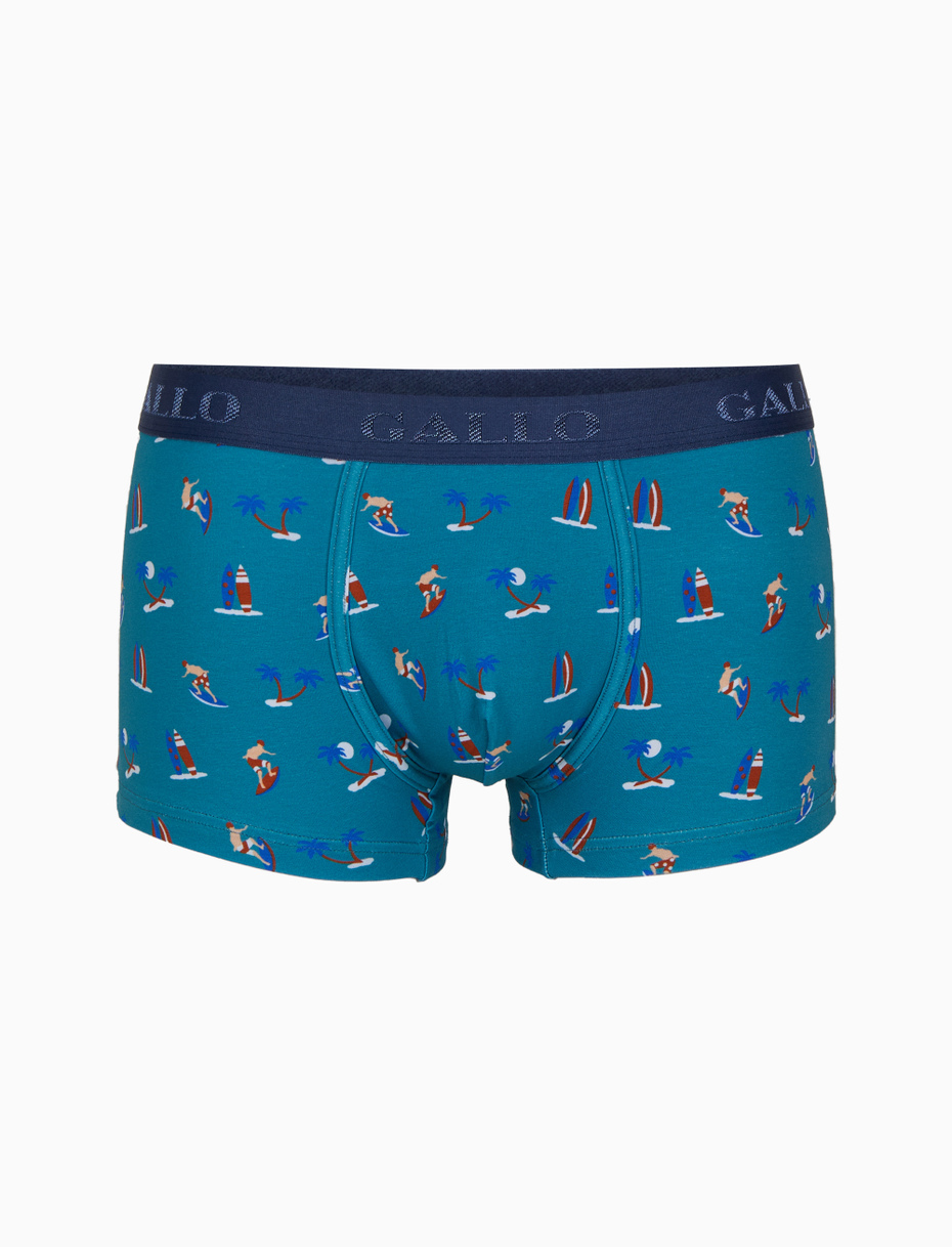 Men's light blue cotton swimming shorts with surfer motif - Gallo 1927 - Official Online Shop