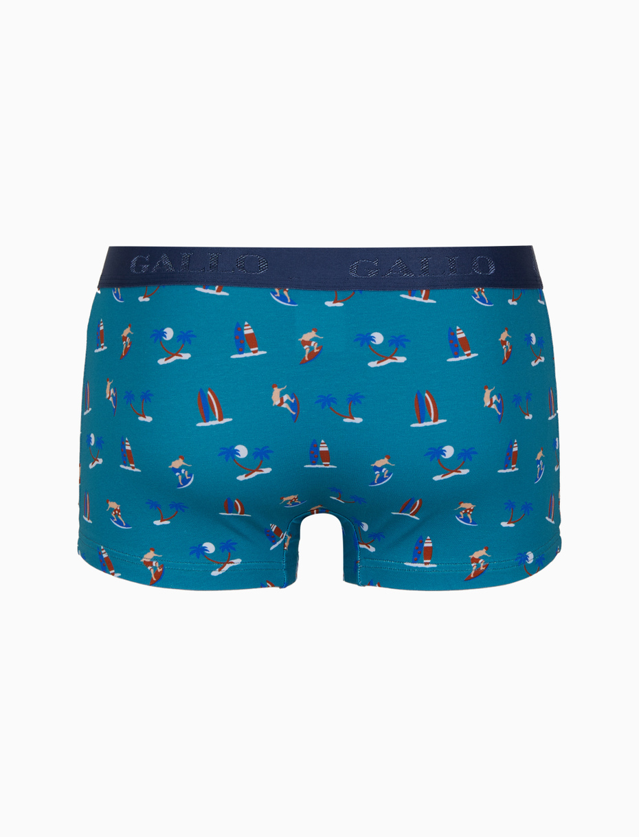Men's light blue cotton swimming shorts with surfer motif - Gallo 1927 - Official Online Shop