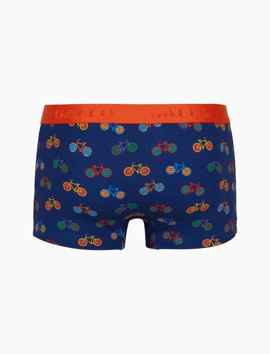 Men's blue cotton swimming shorts with bicycle motif - Gallo 1927 - Official Online Shop