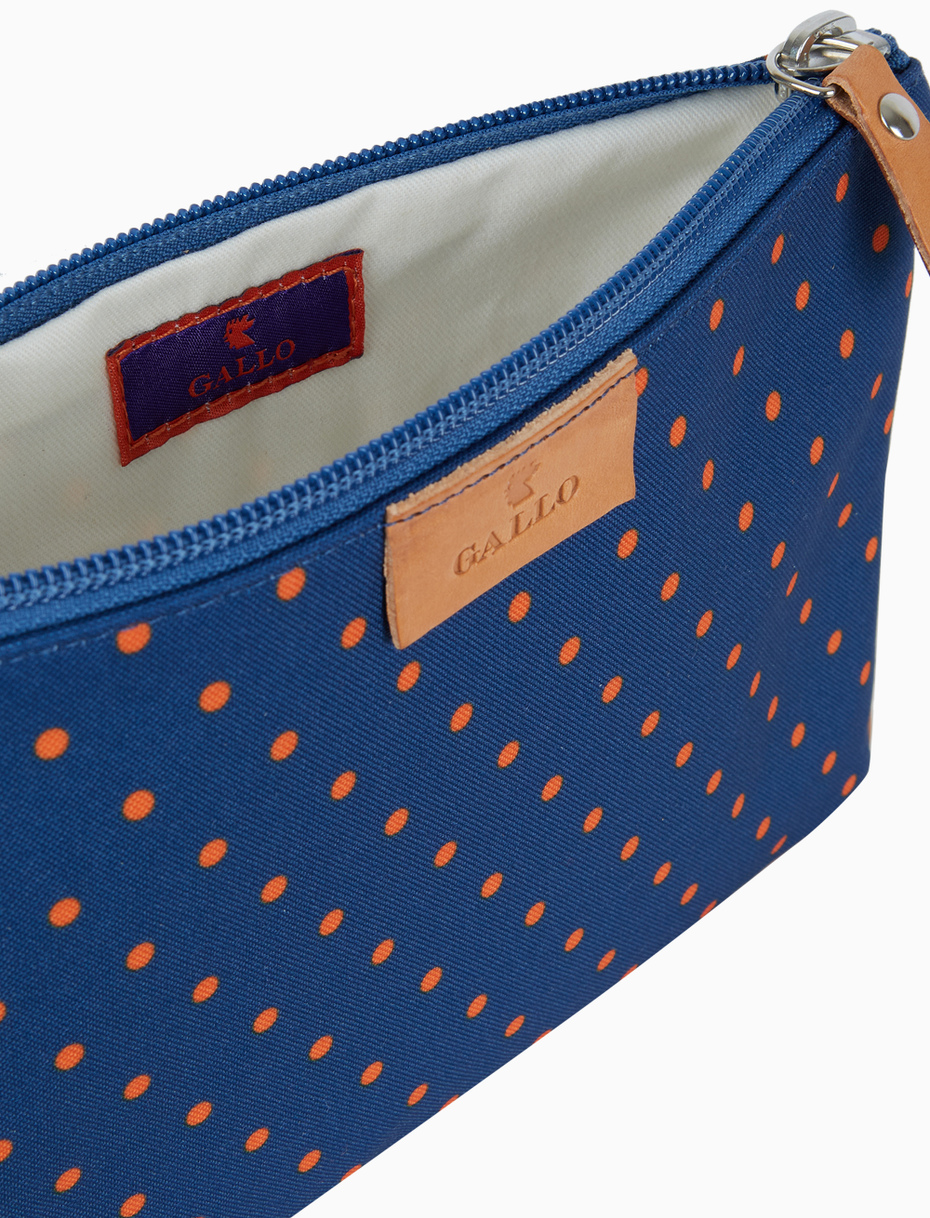 Contemporary blue unisex pouch with polka dot pattern - Gallo 1927 - Official Online Shop