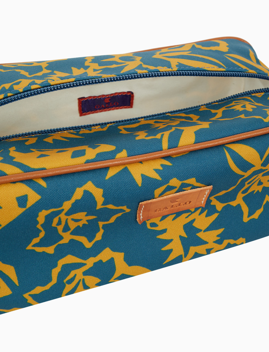 Classic unisex light blue beauty case with pineapple, watermelon and flower motif - Gallo 1927 - Official Online Shop