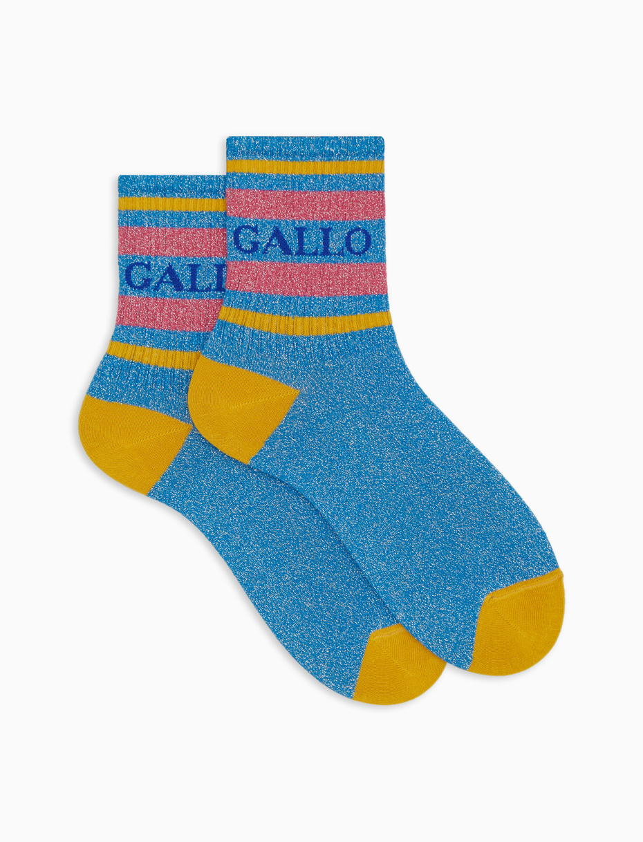 Unisex short cotton and lurex socks with two-tone stripe pattern - Gallo 1927 - Official Online Shop