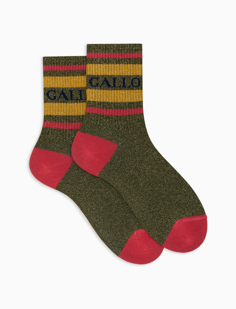 Calze corte unisex cotone verde a righe di due colori effetto scintillante - Gallo 1927 - Official Online Shop