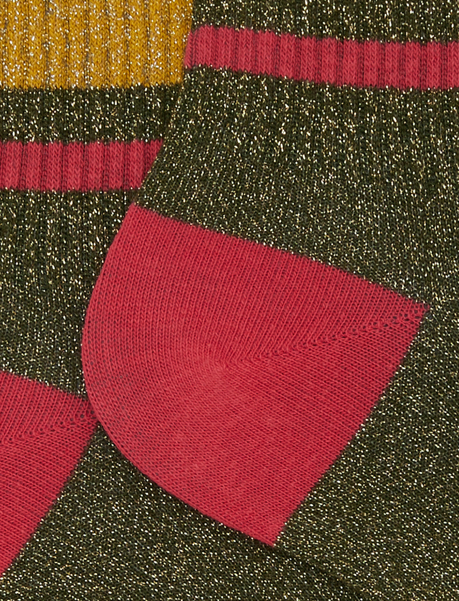Calze corte unisex cotone verde a righe di due colori effetto scintillante - Gallo 1927 - Official Online Shop