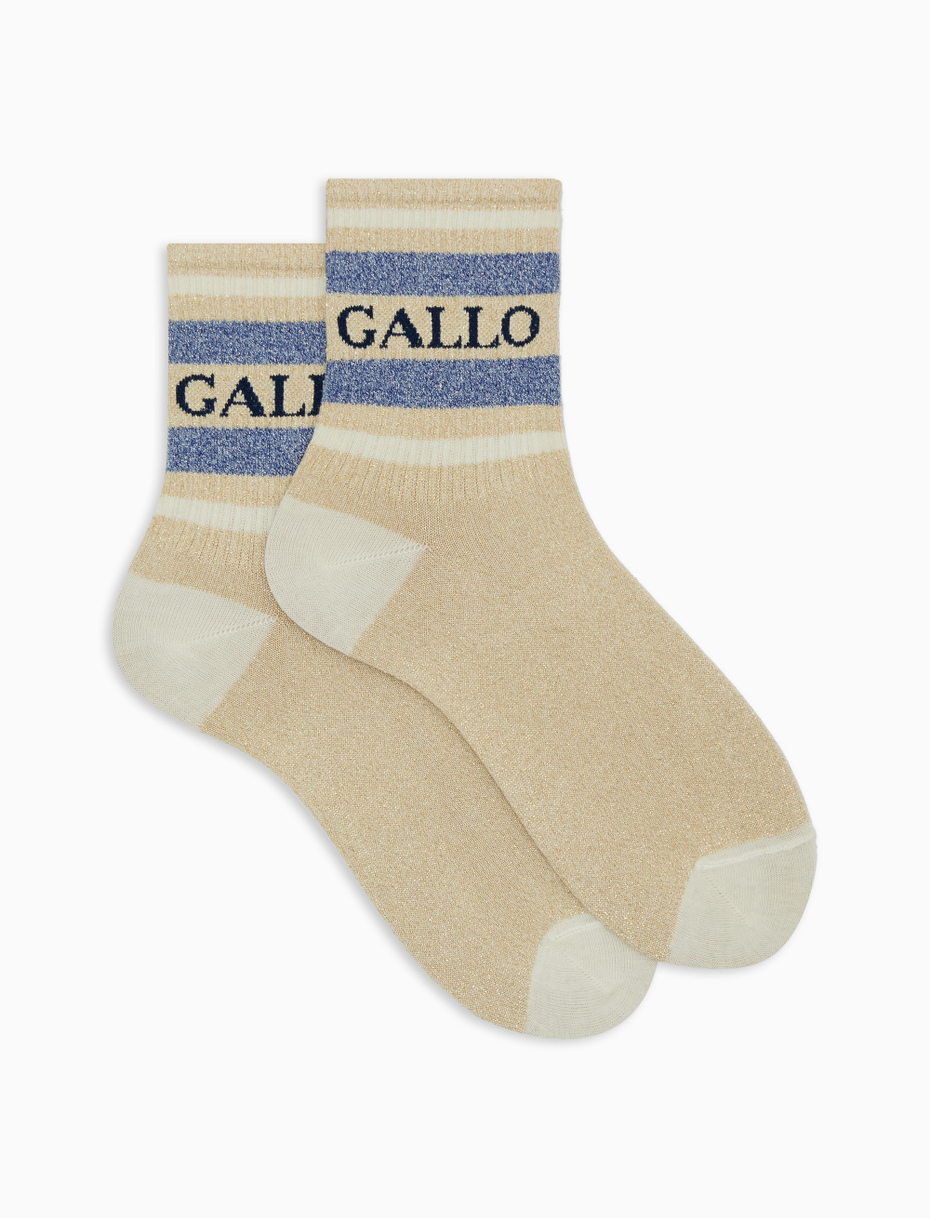 Unisex short cotton and lurex socks with two-tone stripe pattern - Gallo 1927 - Official Online Shop