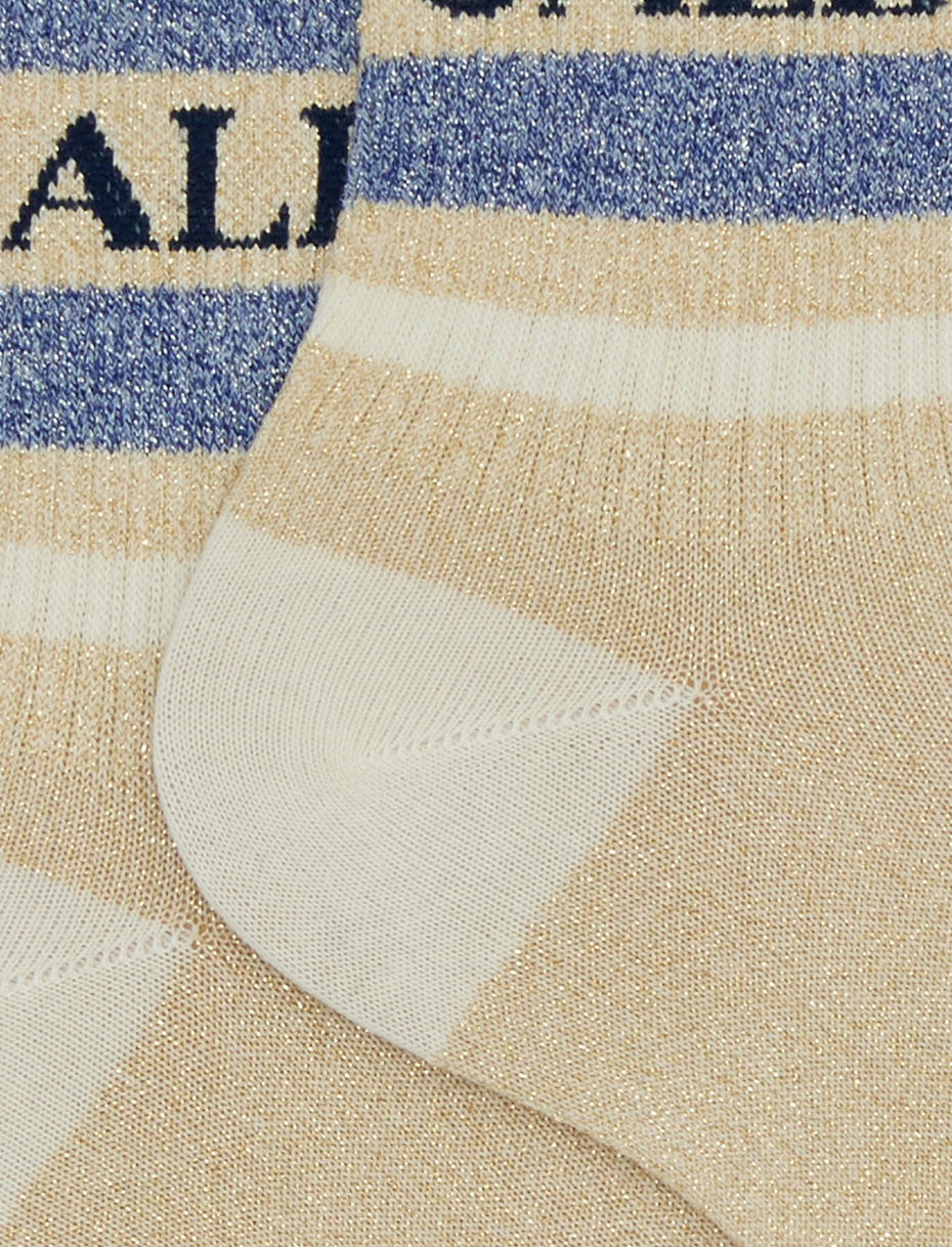 Unisex short cotton and lurex socks with two-tone stripe pattern - Gallo 1927 - Official Online Shop