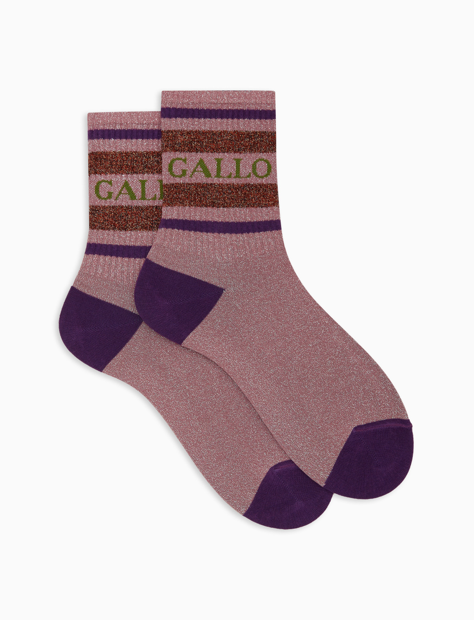 Calze corte unisex cotone rosa a righe di due colori effetto scintillante - Gallo 1927 - Official Online Shop