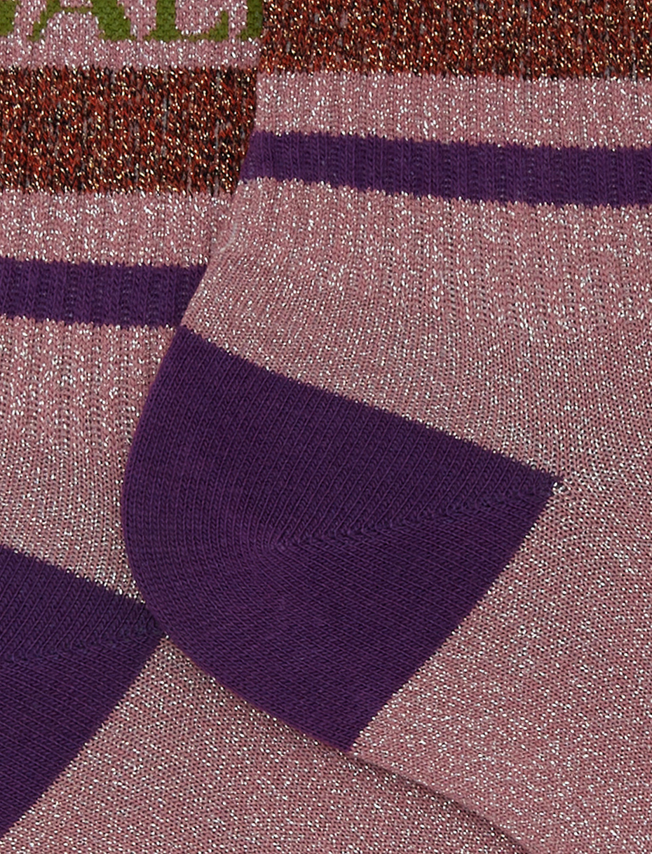 Calze corte unisex cotone rosa a righe di due colori effetto scintillante - Gallo 1927 - Official Online Shop