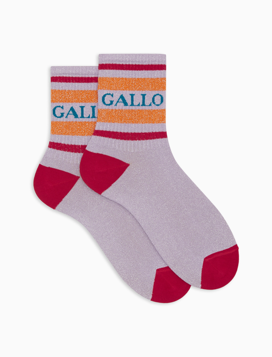 Unisex short cotton and lurex socks with two-tone stripe pattern - Gallo 1927 - Official Online Shop