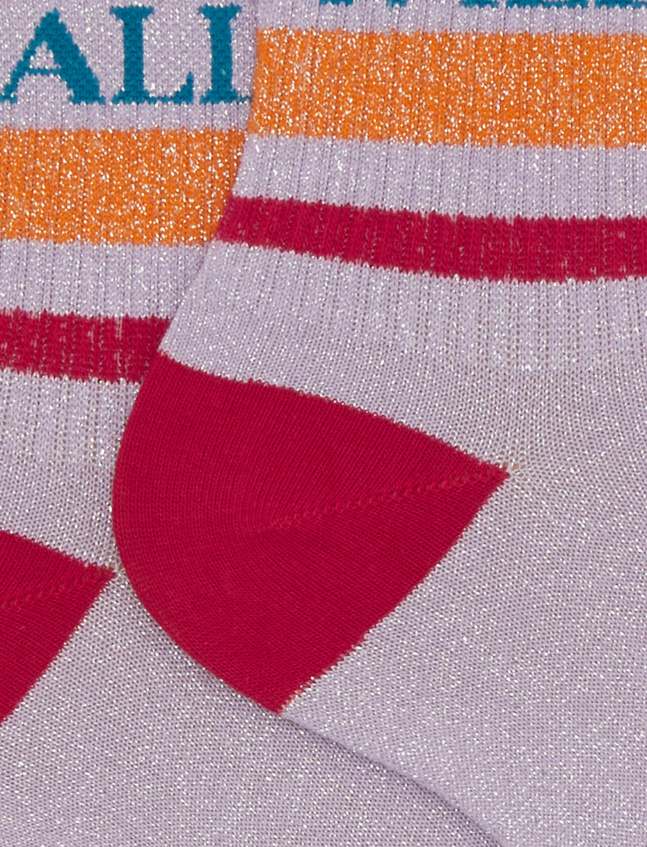 Unisex short cotton and lurex socks with two-tone stripe pattern - Gallo 1927 - Official Online Shop