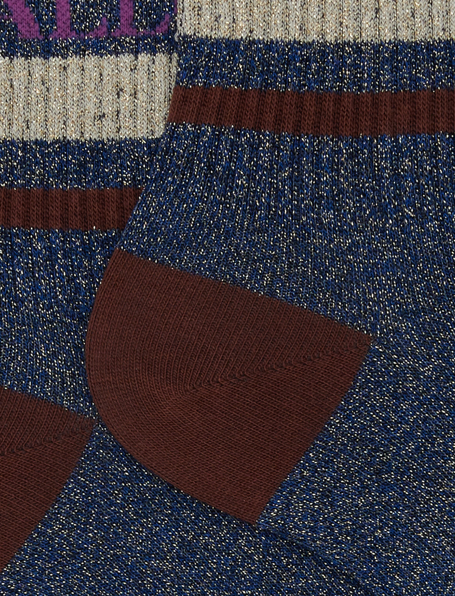 Calze corte unisex cotone blu a righe di due colori effetto scintillante - Gallo 1927 - Official Online Shop