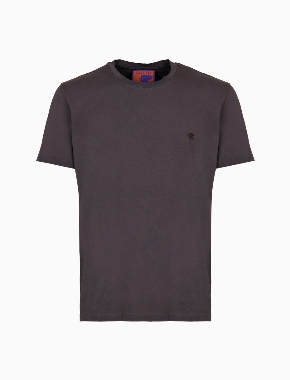 Unisex plain brown garment-dyed cotton T-shirt with crew-neck - Gallo 1927 - Official Online Shop