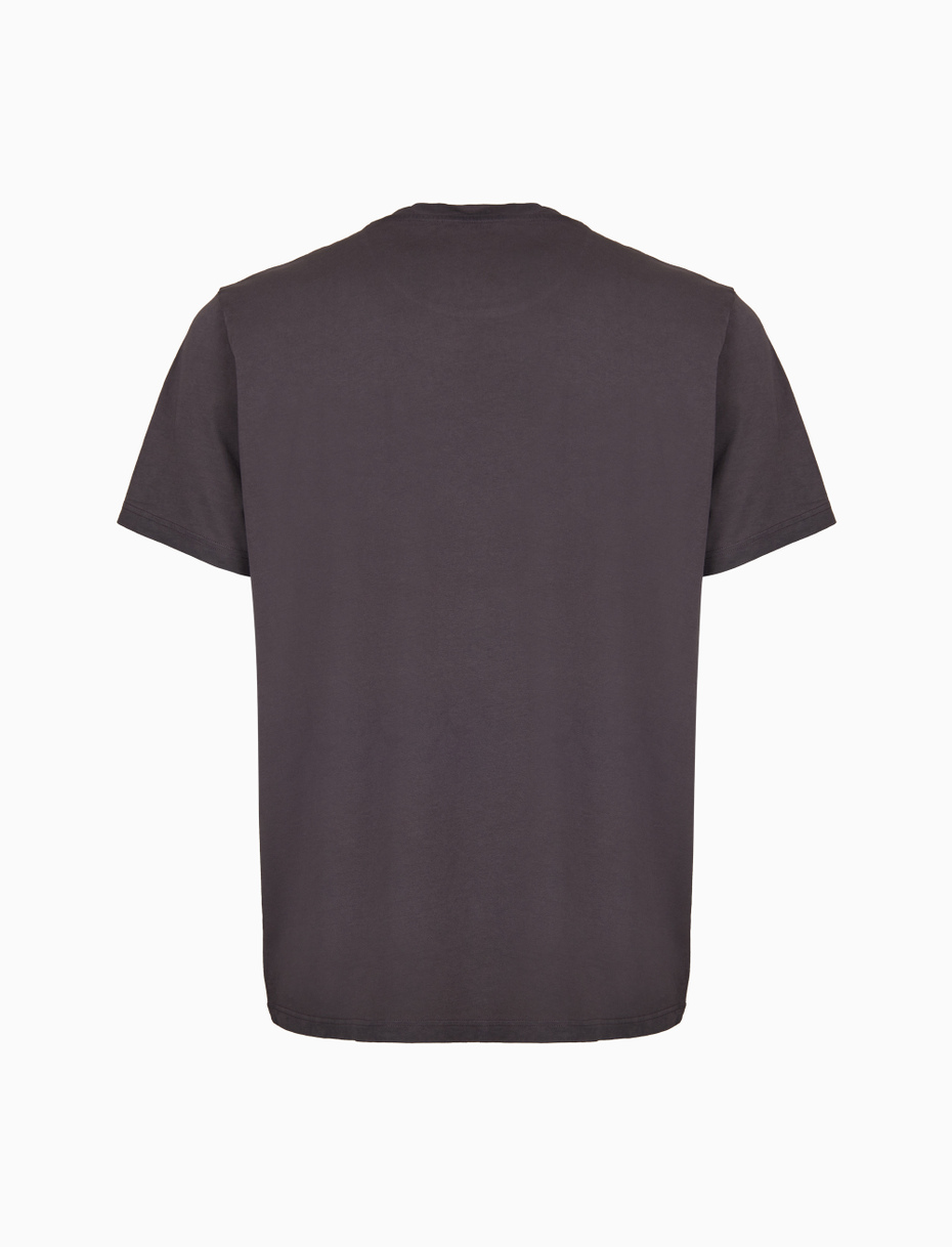 Unisex plain brown garment-dyed cotton T-shirt with crew-neck - Gallo 1927 - Official Online Shop