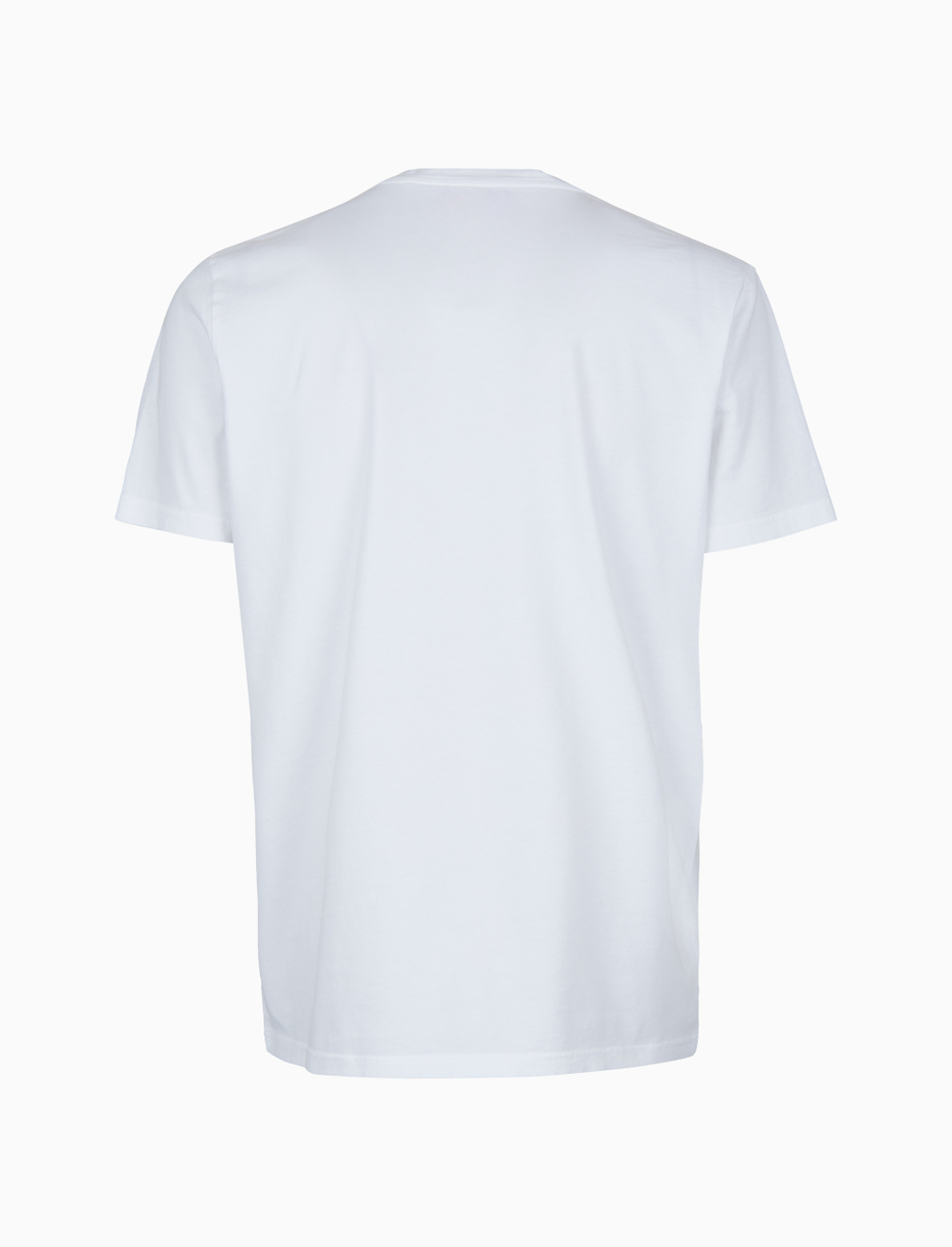 Unisex plain white garment-dyed cotton T-shirt with crew-neck - Gallo 1927 - Official Online Shop