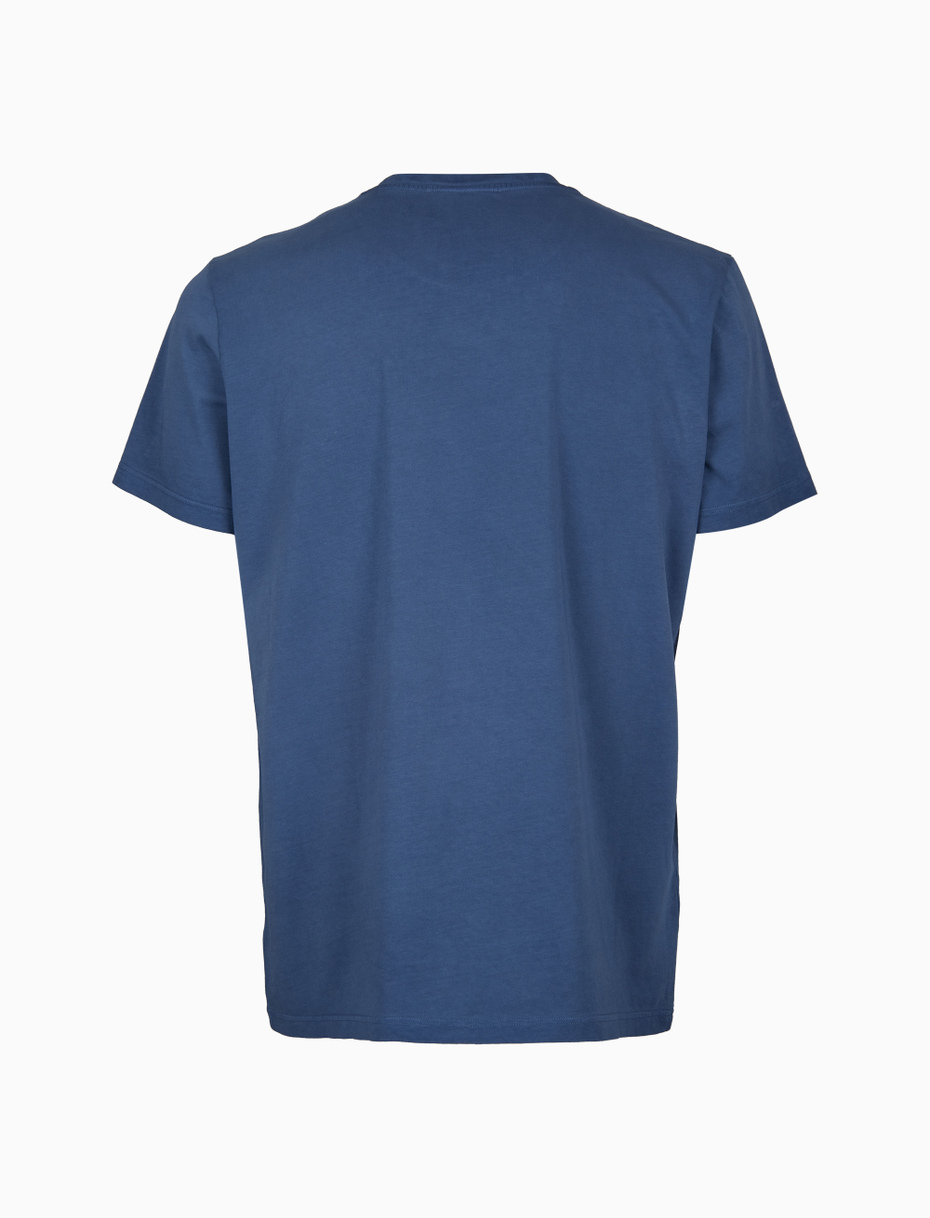 Unisex plain blue garment-dyed cotton T-shirt with crew-neck - Gallo 1927 - Official Online Shop