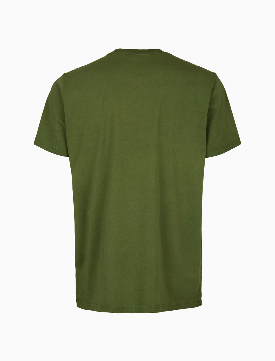 Unisex plain green garment-dyed cotton T-shirt with crew-neck - Gallo 1927 - Official Online Shop