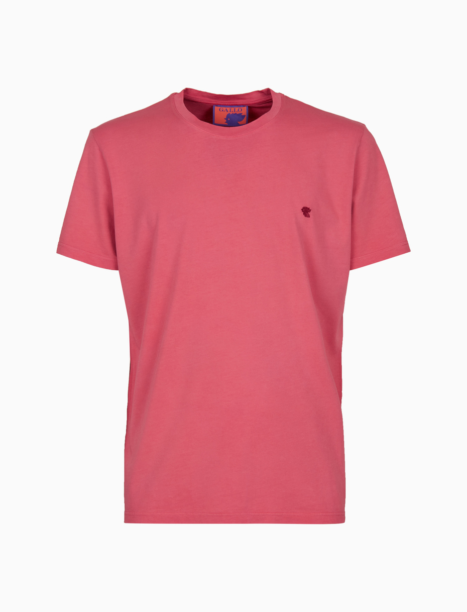 Unisex plain red garment-dyed cotton T-shirt with crew-neck - Gallo 1927 - Official Online Shop