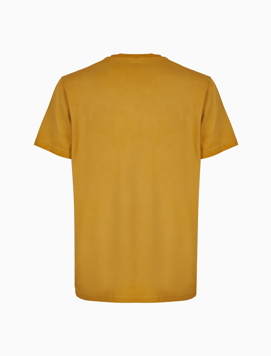 Unisex plain yellow garment-dyed cotton T-shirt with crew-neck - Gallo 1927 - Official Online Shop