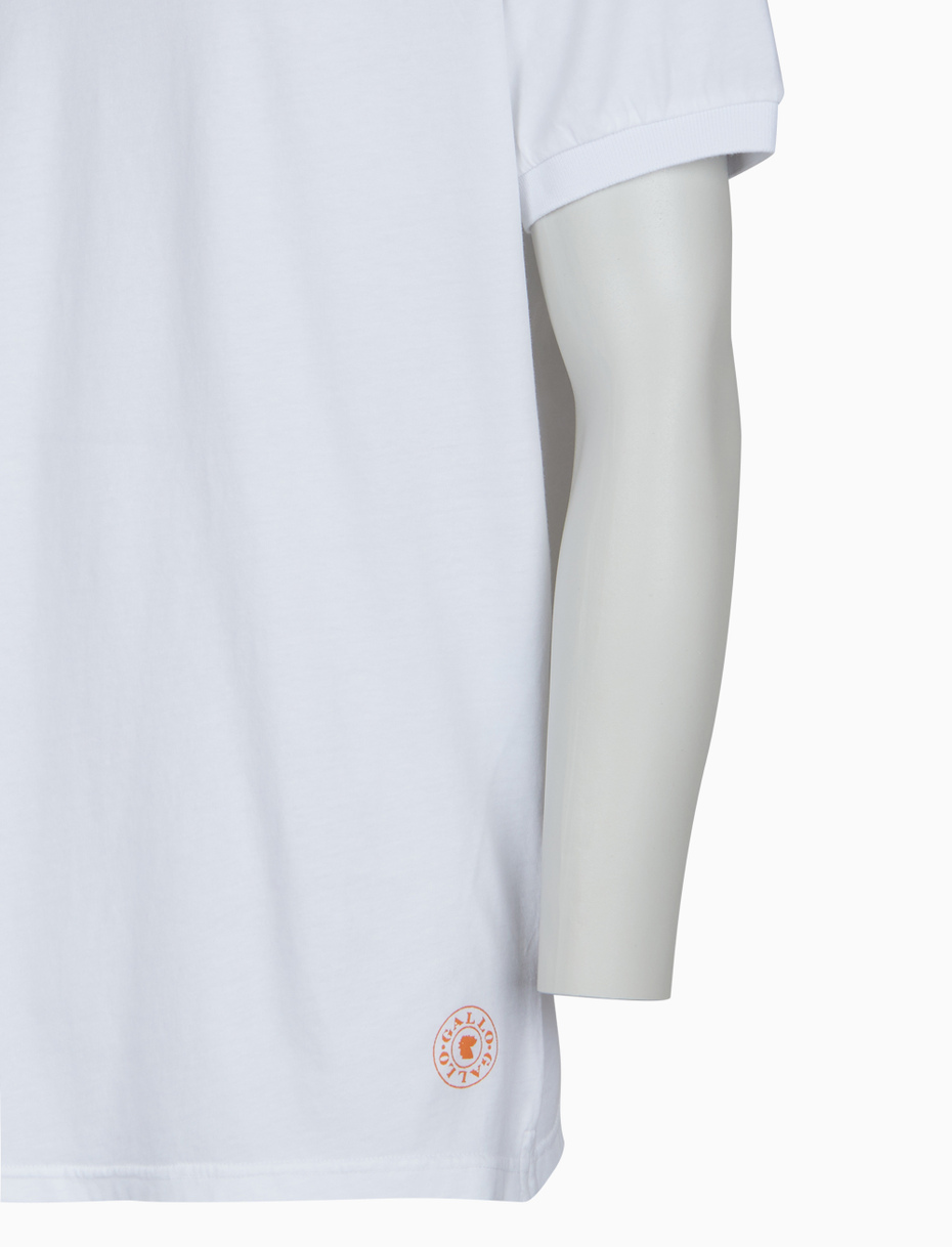 Men's white garment-dyed cotton polo shirt with round Gallo stamp - Gallo 1927 - Official Online Shop