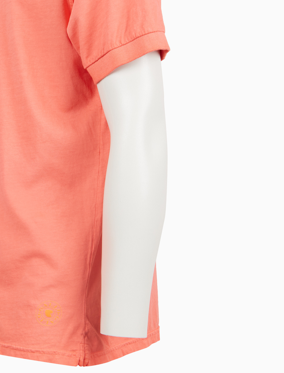 Polo uomo cotone tinto capo tinta unita timbro tondo gallo rosa - Gallo 1927 - Official Online Shop