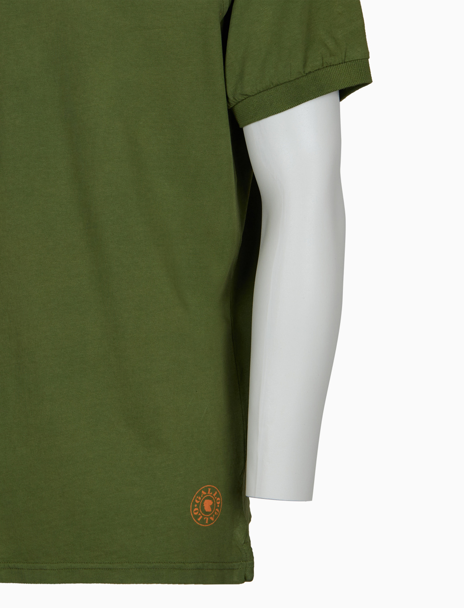 Men's green garment-dyed cotton polo shirt with round Gallo stamp - Gallo 1927 - Official Online Shop