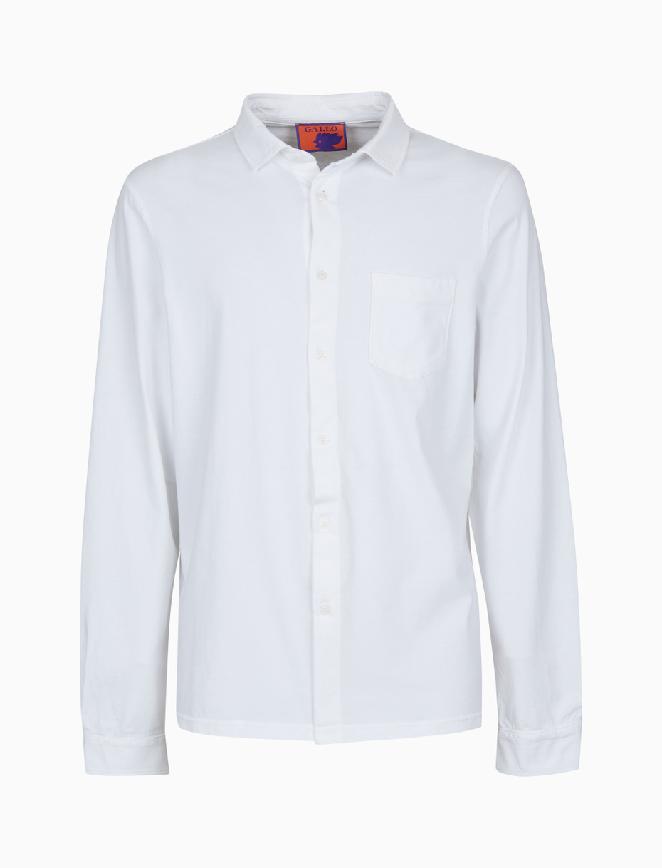 Men's white garment-dyed cotton polo shirt with round Gallo stamp - Gallo 1927 - Official Online Shop