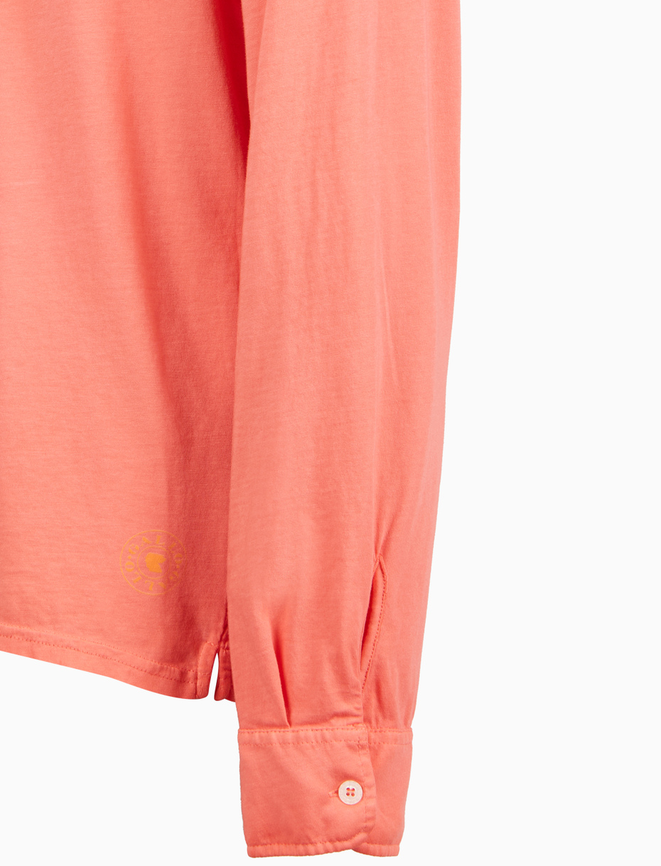 Men's pink garment-dyed cotton polo shirt with round Gallo stamp - Gallo 1927 - Official Online Shop