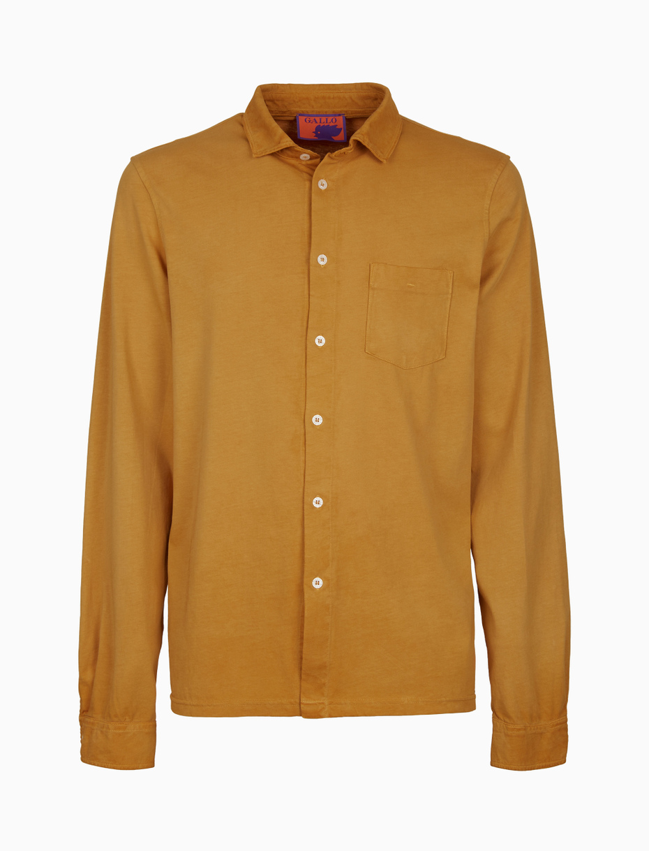 Men's yellow garment-dyed cotton polo shirt with round Gallo stamp - Gallo 1927 - Official Online Shop